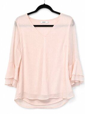 RICKI'S Soft Pink Shimmer Bell sleeve v-neck blouse - 6